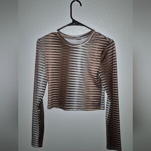 Striped Brown and White Women's Top